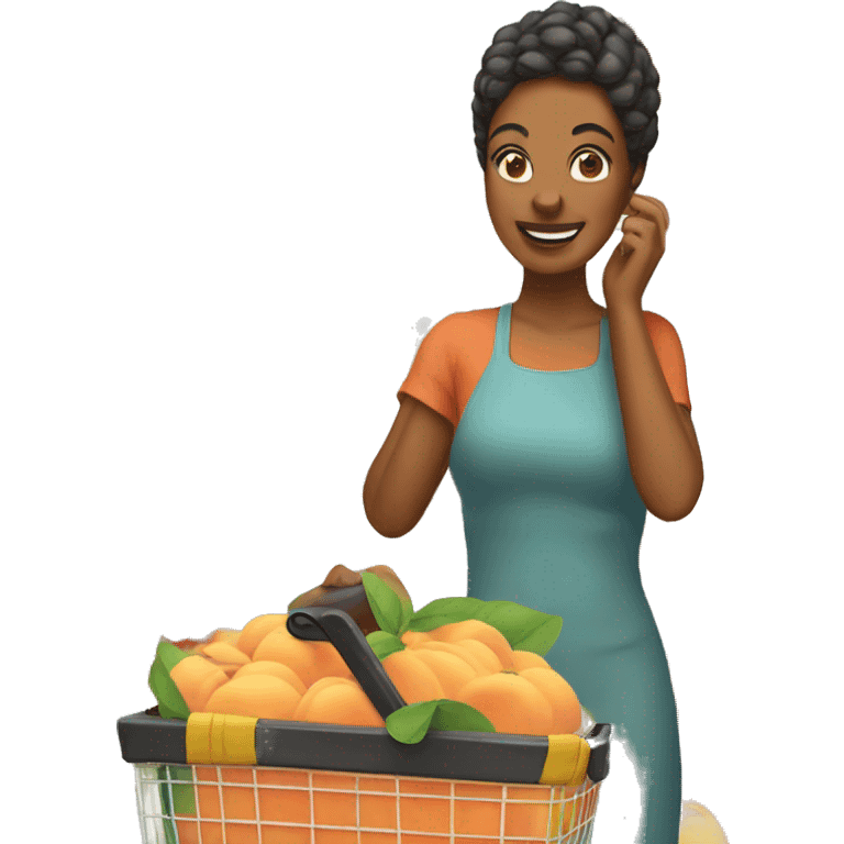 Woman shopping for peach shnappes emoji