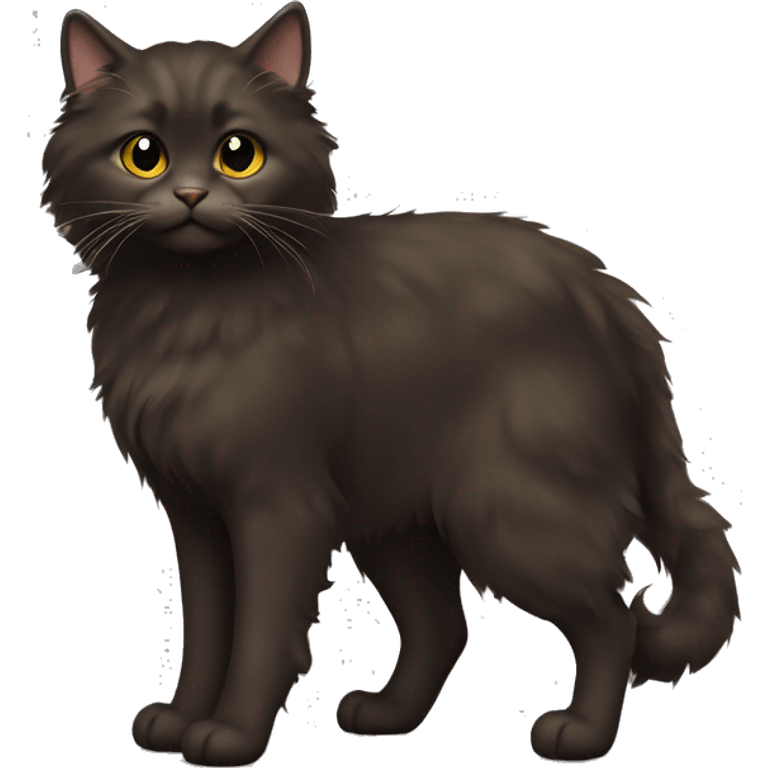 full body's dark brown american curl cat fluffy emoji