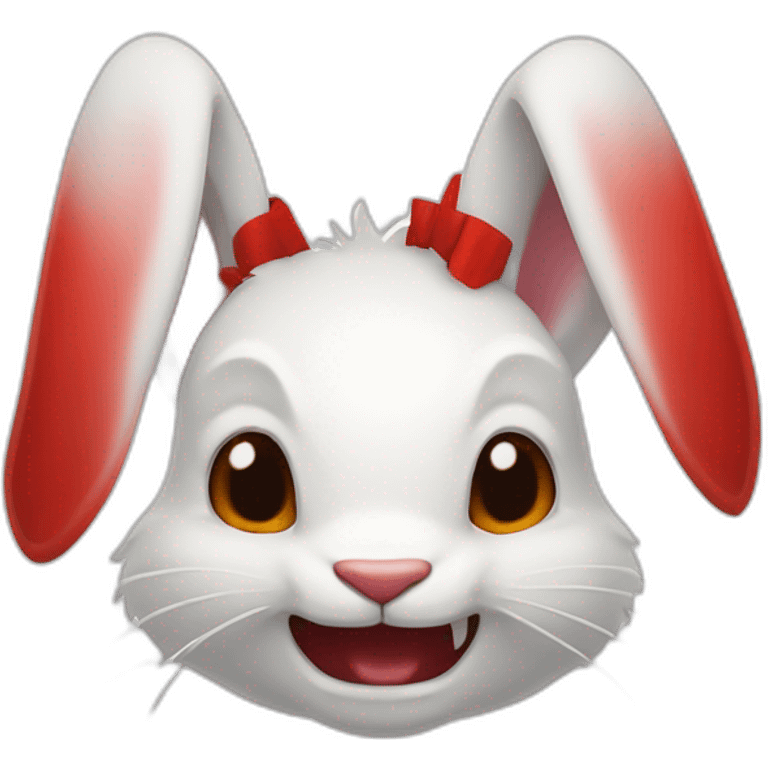 evil white rabbit with sharp fangs with red around mouth emoji