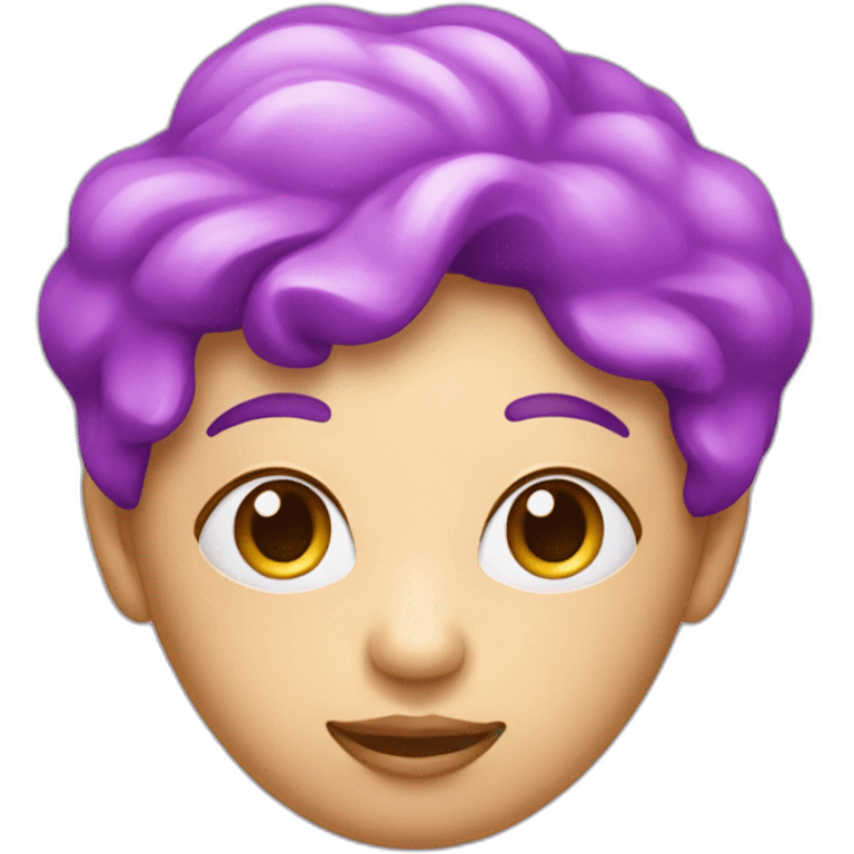 visage d'une peluche rose violet emoji