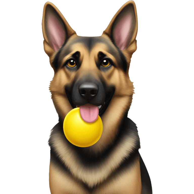 German Shepard yellow ball in mouth  emoji