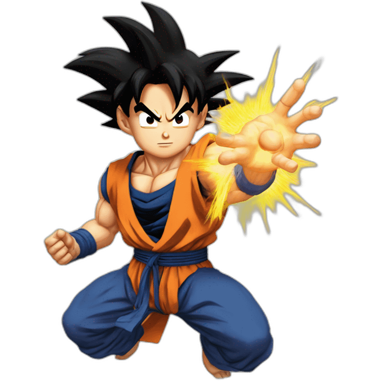 Goku qui tire un kamehameha écris salut emoji