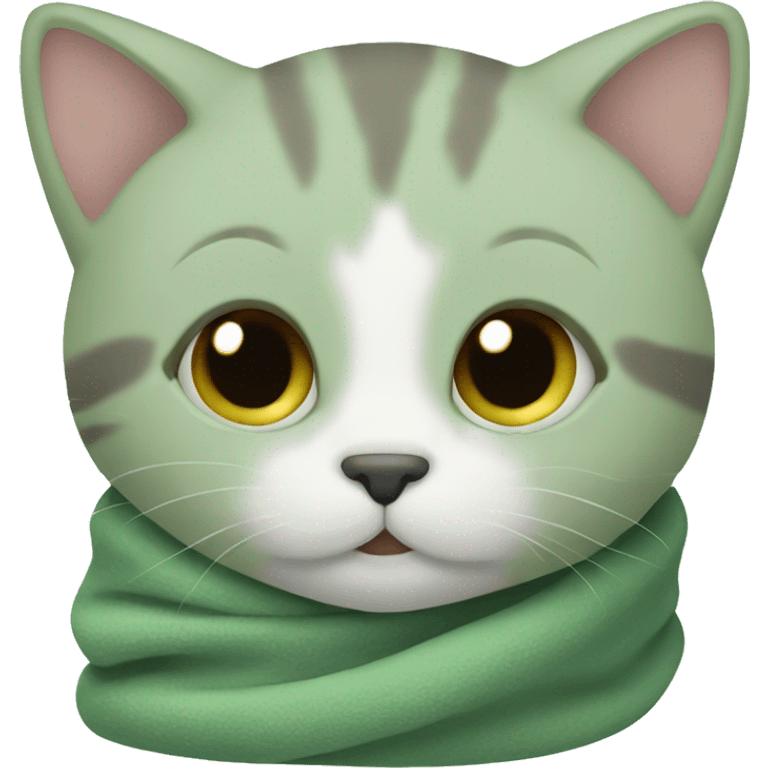 Kitten in a sage green blanket emoji