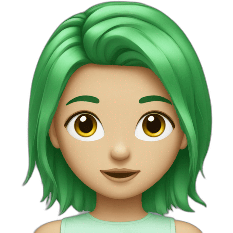 fille au cheveux chaton et yeux vert emoji