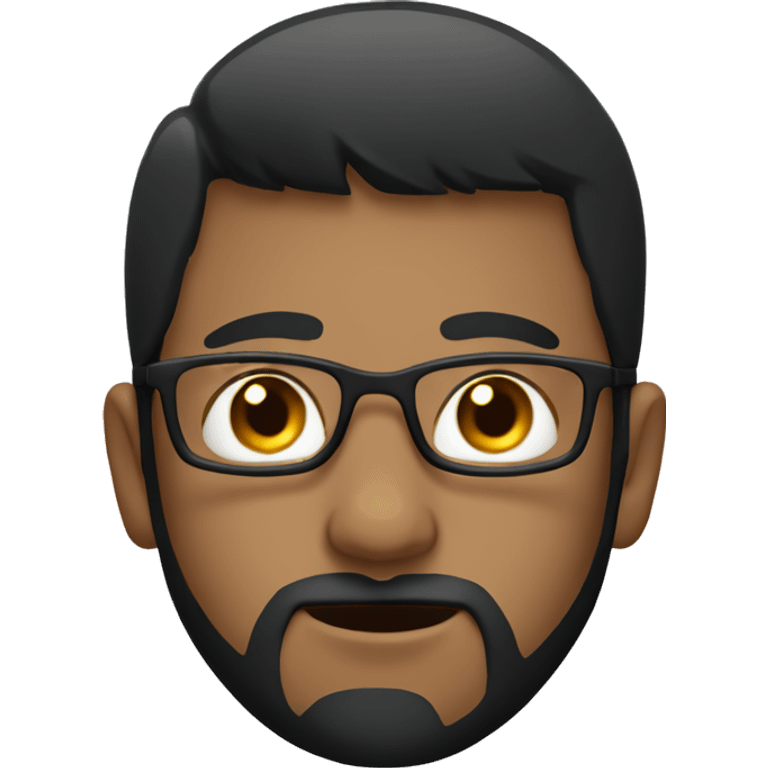 A boy with black hair, with beard wearing a glass peeking behind from a laptop emoji