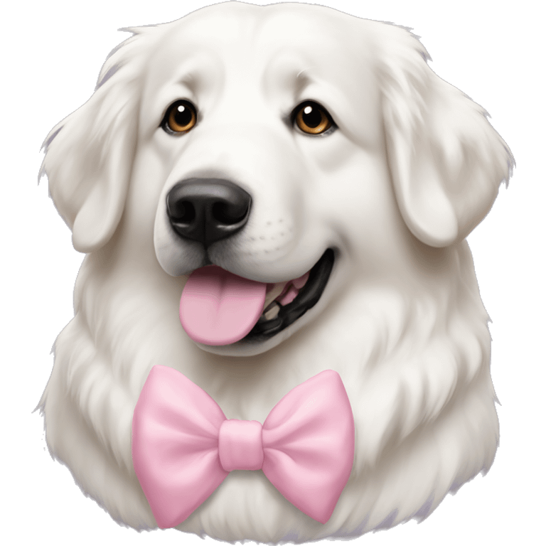 Great Pyrenees with a light pink hair bow emoji