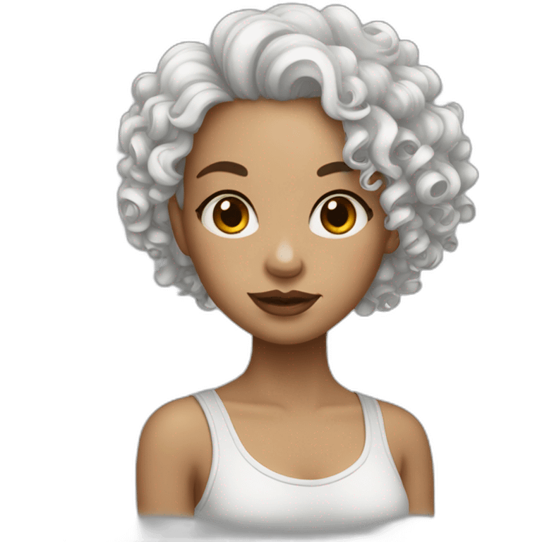 White curly girl with tatoos emoji