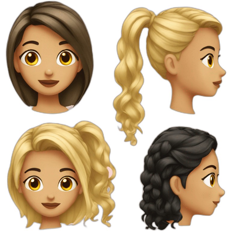 Girl with half hair black half hair blonde emoji