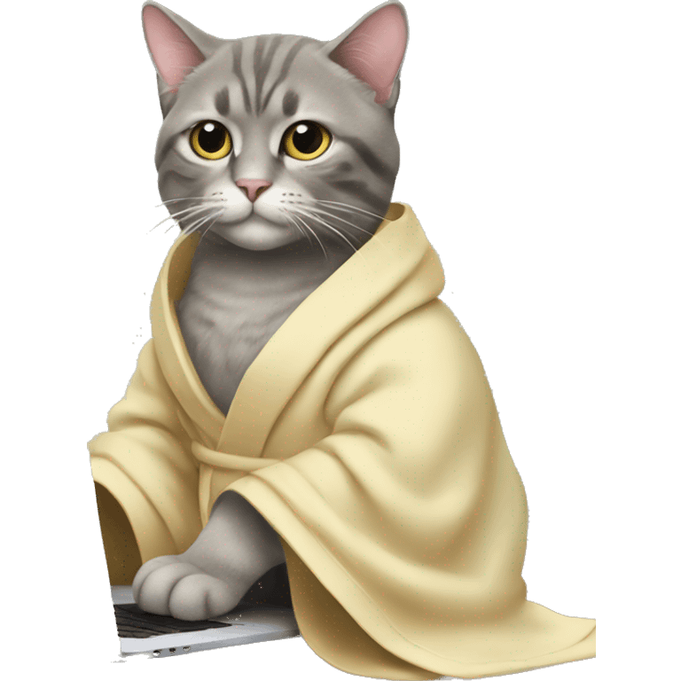 cat with robe and a macbook emoji