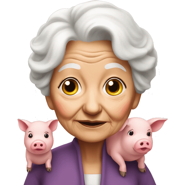 Very old women with cute pig emoji