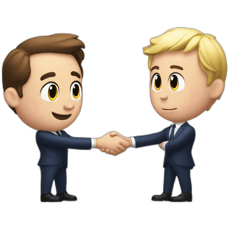 Kirby shaking hands with Macron emoji