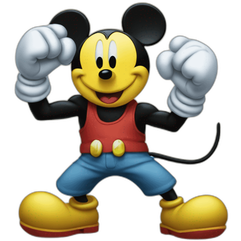 Mickey mouse fighting spongebob emoji