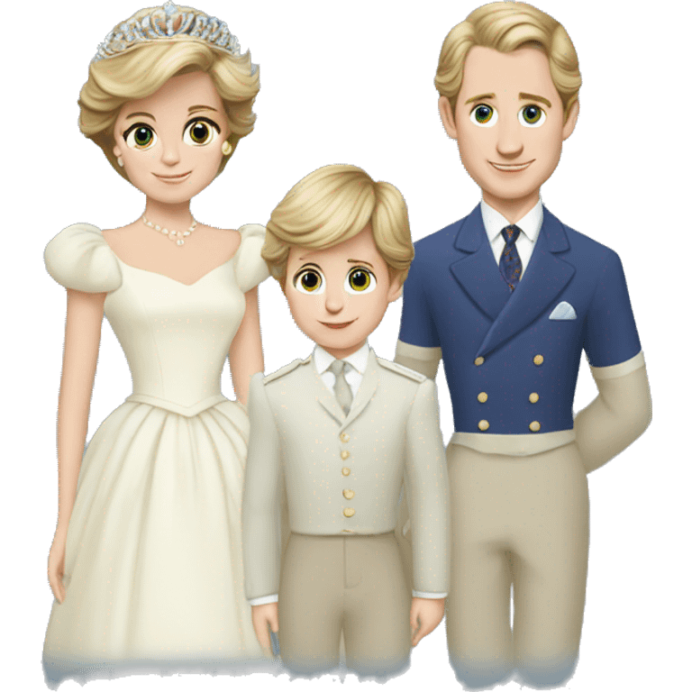 princess diana and prince charles and their sons emoji