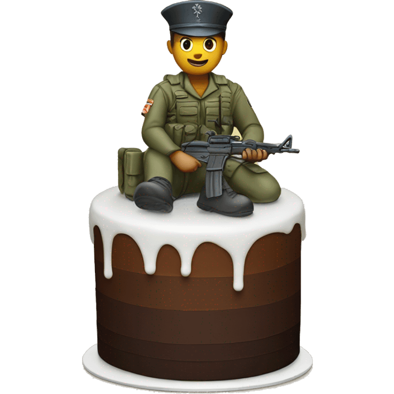 A cake with a soldier on top emoji