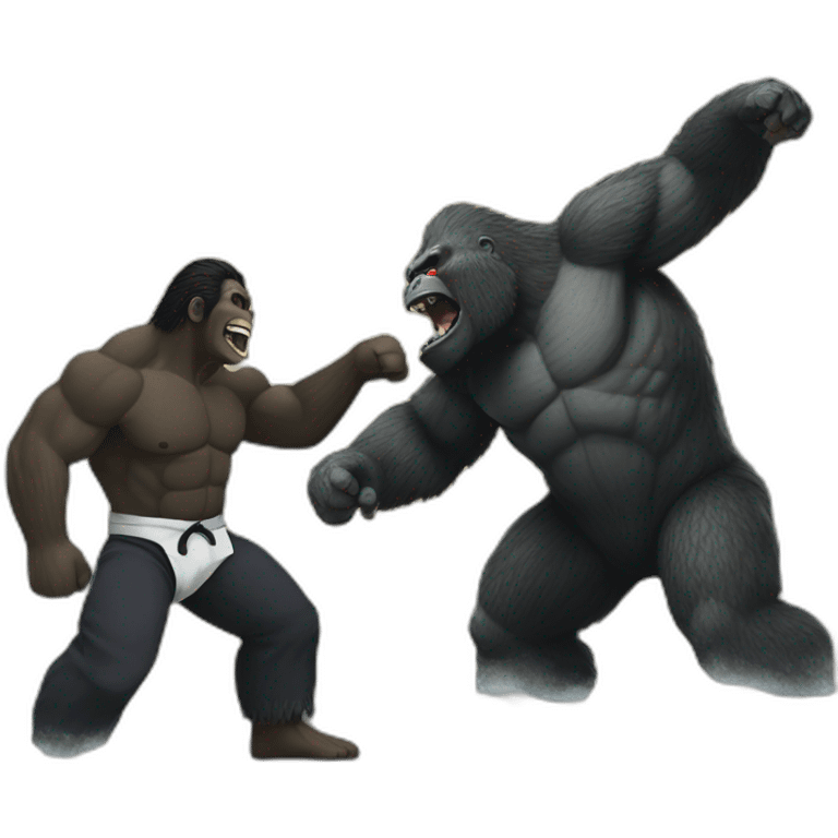 King Kong rolling Jiujitsu with Godzilla emoji