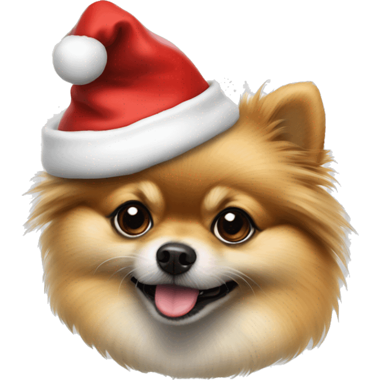 lulu pomeranian with santa claus hat
 emoji