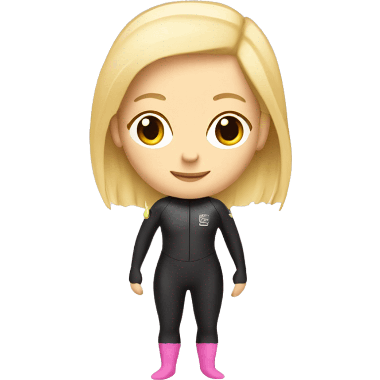 Scuba diver girl blonde hair pale pink wetsuit and fins emoji