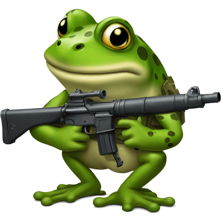 Army frog with a gun emoji