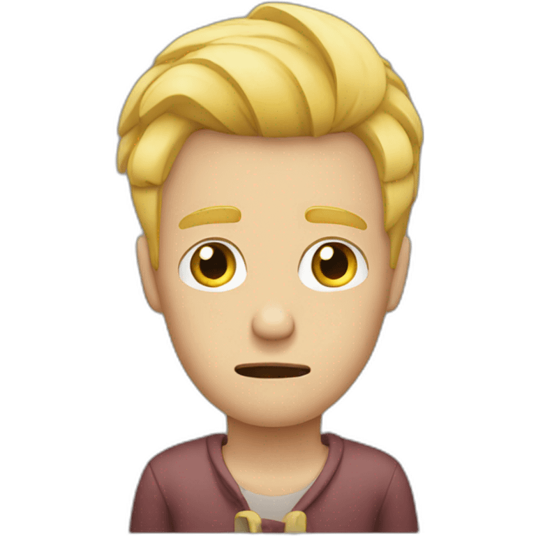 Blond guy sad because he broke his nail emoji