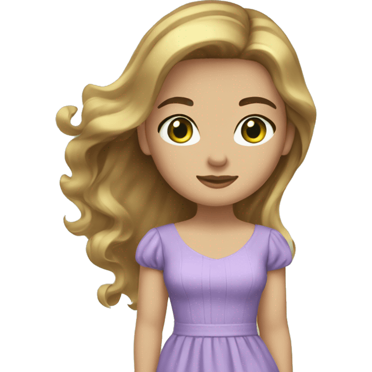 golden brown straight hair green eyes lavender dress emoji