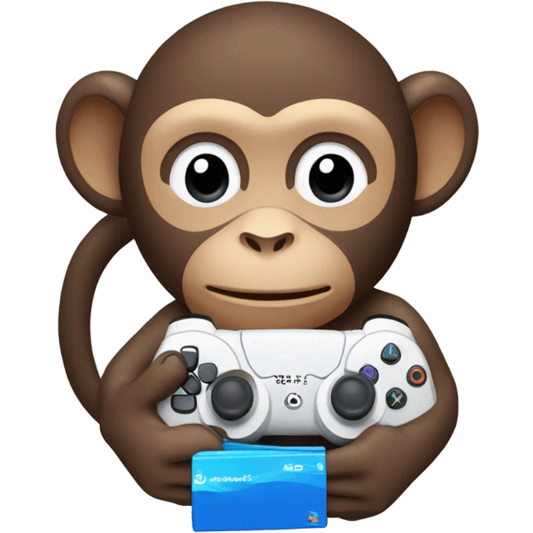 A monkey holding a PlayStation 5 emoji