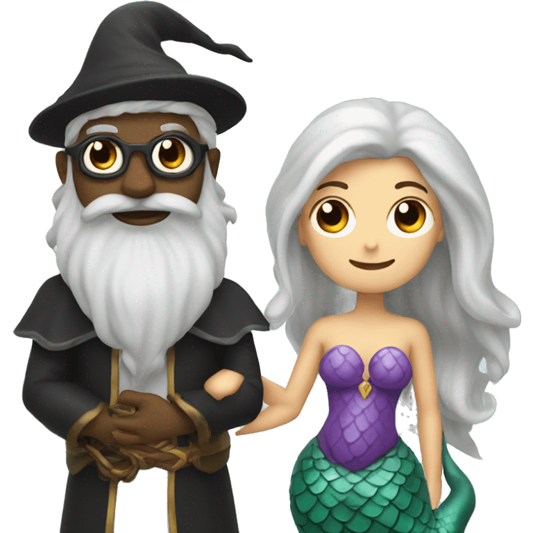 wizard with a mermaid in love emoji