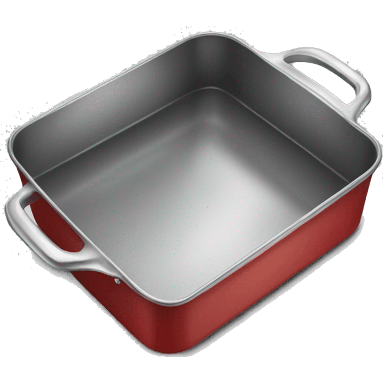 Realistic empty metallic red baking pan with handles emoji