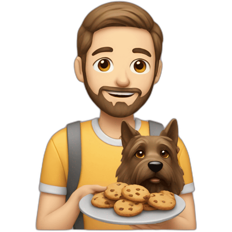 man with beard and dog eating cookies emoji