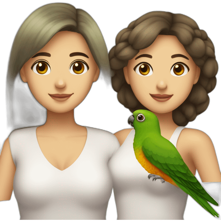 Merun bellied Green cheek conure and a woman emoji