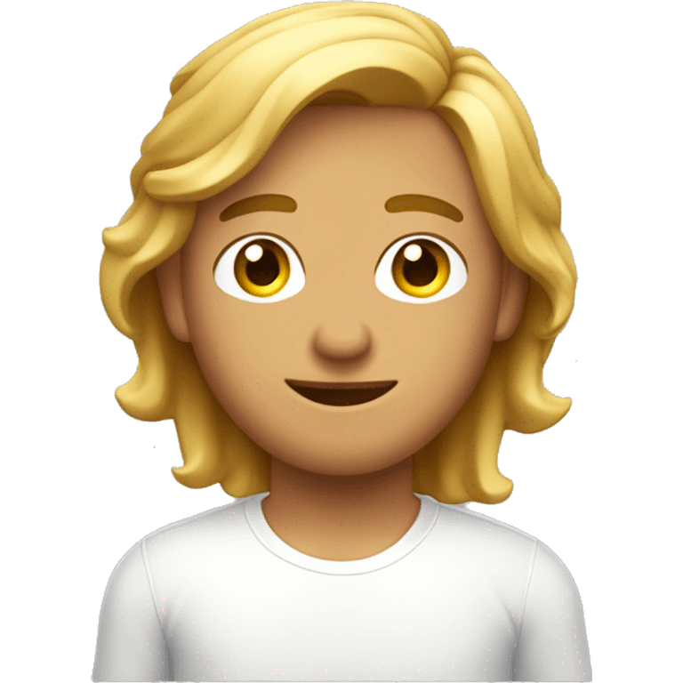 joven, poco bronceado, pelo rubio , estlo surfer, con camisa blanca , que se vea del homro para arriba emoji