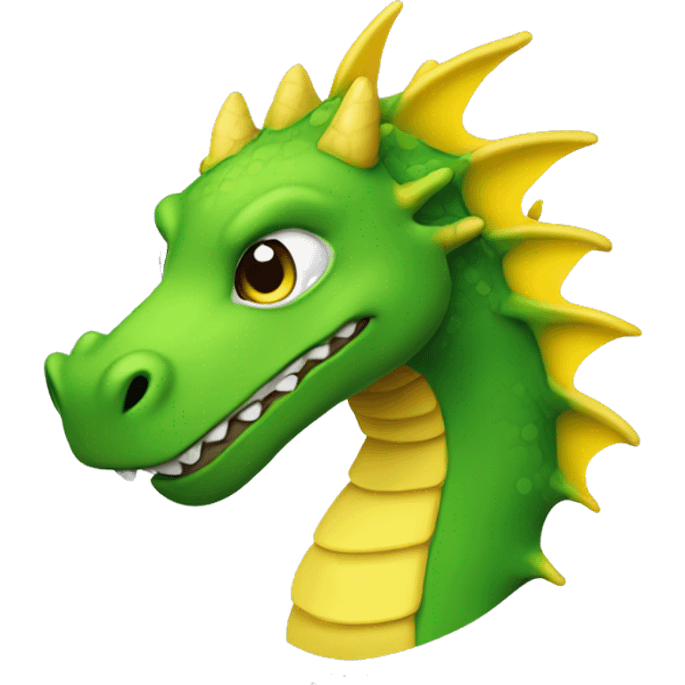 Dragon tabaluga from the equal named musical, green cute dragon with yellow spikes very cute emoji