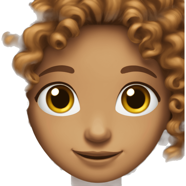 tan skin curly brown hair smileing girl emoji