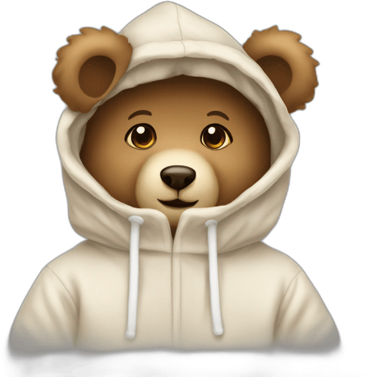 teddy bear in the hood holding send kiss. emoji