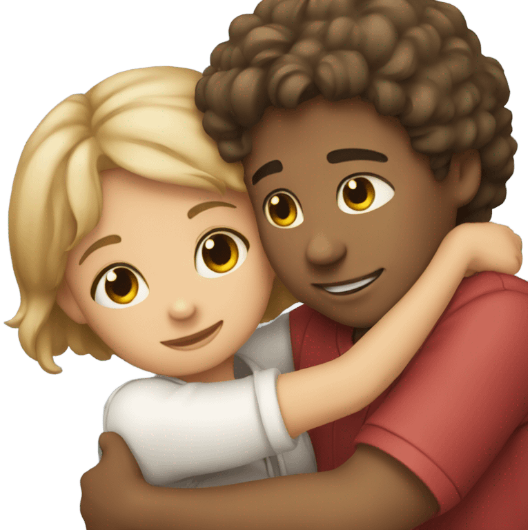 A boy hugging a girl emoji