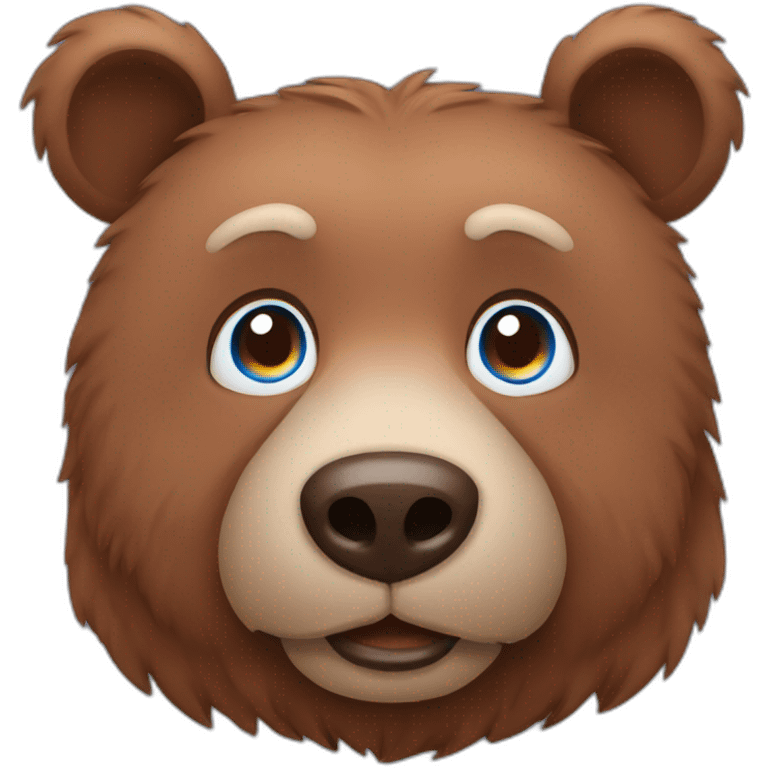 Head Brown bear blue eyes red hair emoji