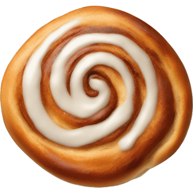 A delicious cinnamon bun lies on a plate emoji