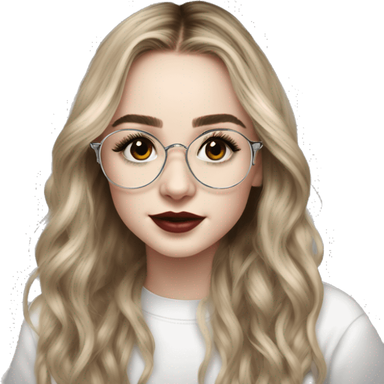 Sabrina Carpenter com óculos de grau estilo aviador transparente emoji