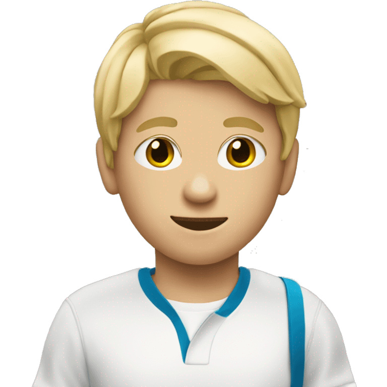 12 years old boy with a tennis racket. Blonde hair emoji