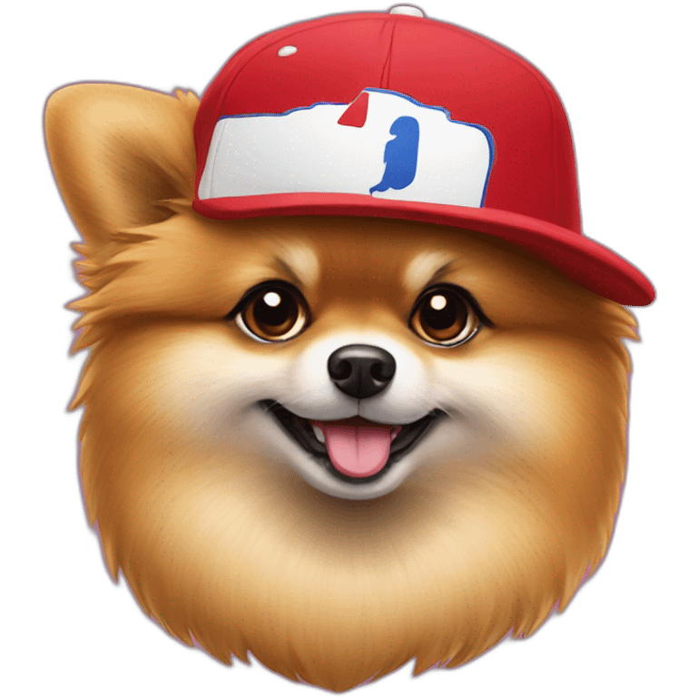 pomeranian wearing phillies hat emoji