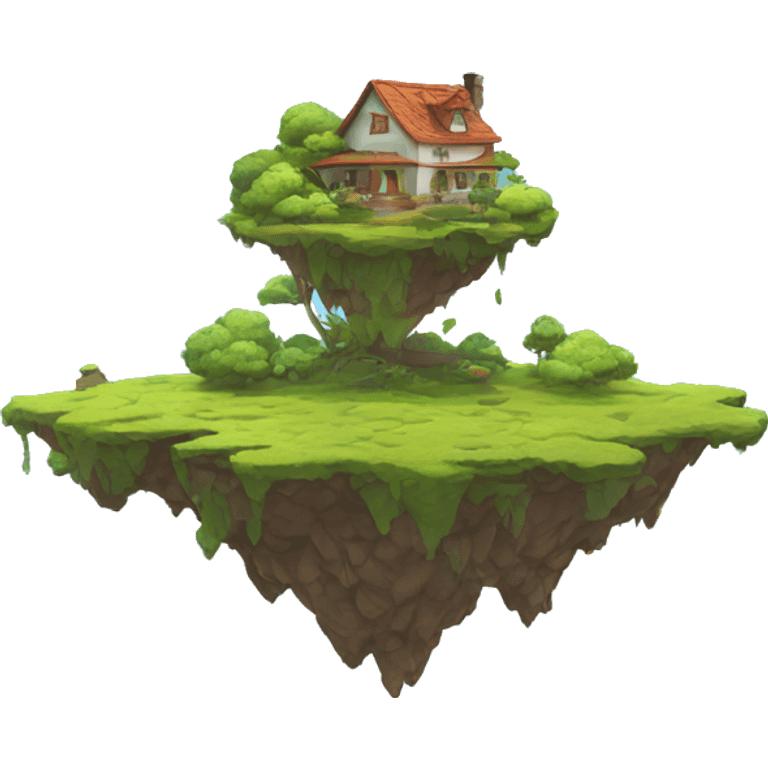 Floating island and clouds with house emoji