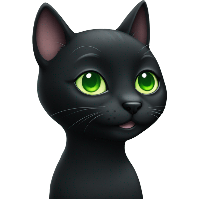 cute black cat with green eyes emoji