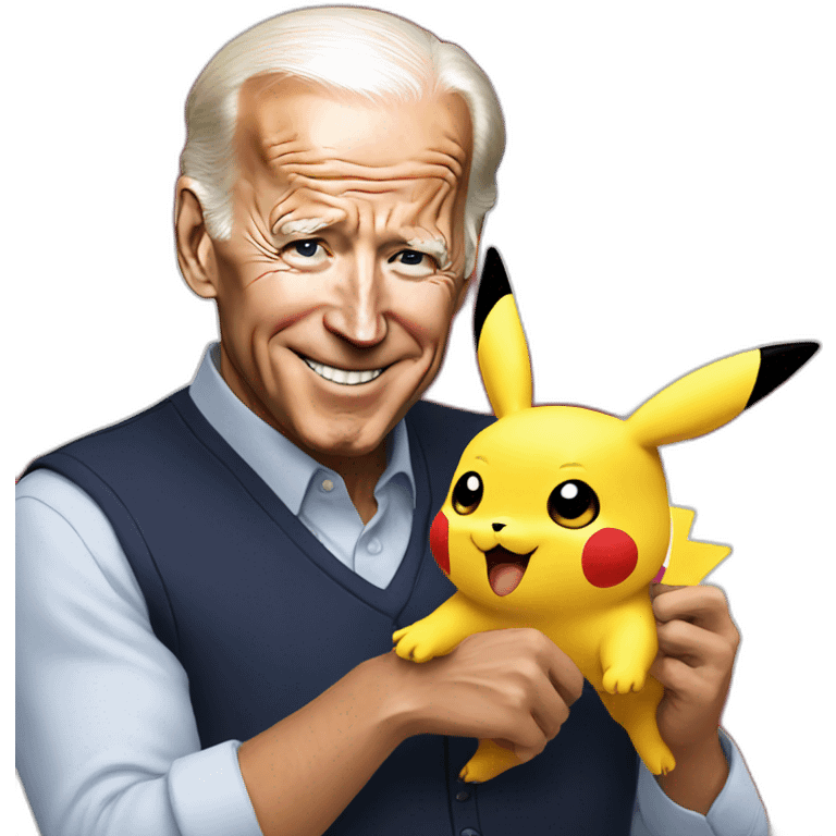 Biden holding pikachu emoji