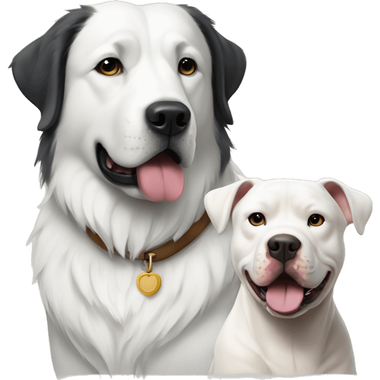 Great Pyrenees and a pitbull sitting next to each other emoji