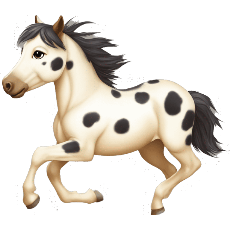 Scruffy scarred scratched scratches scratch scars Piebald tricolor palomino yellow brown pony with dark brown spots galloping running emoji