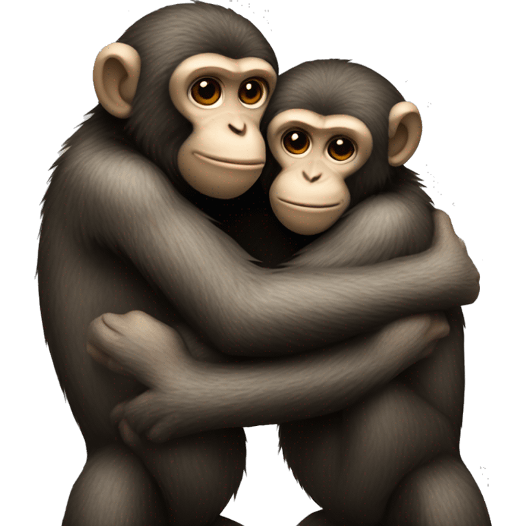 two monkeys hugging emoji