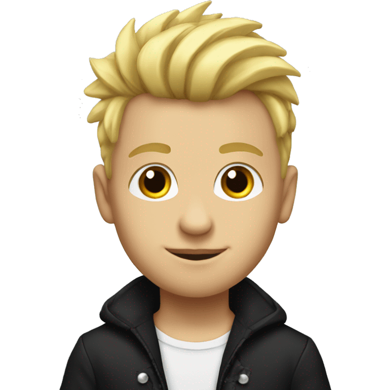 boy,Blonde Mohawk Hair, elegant and colorful dressed in black emoji