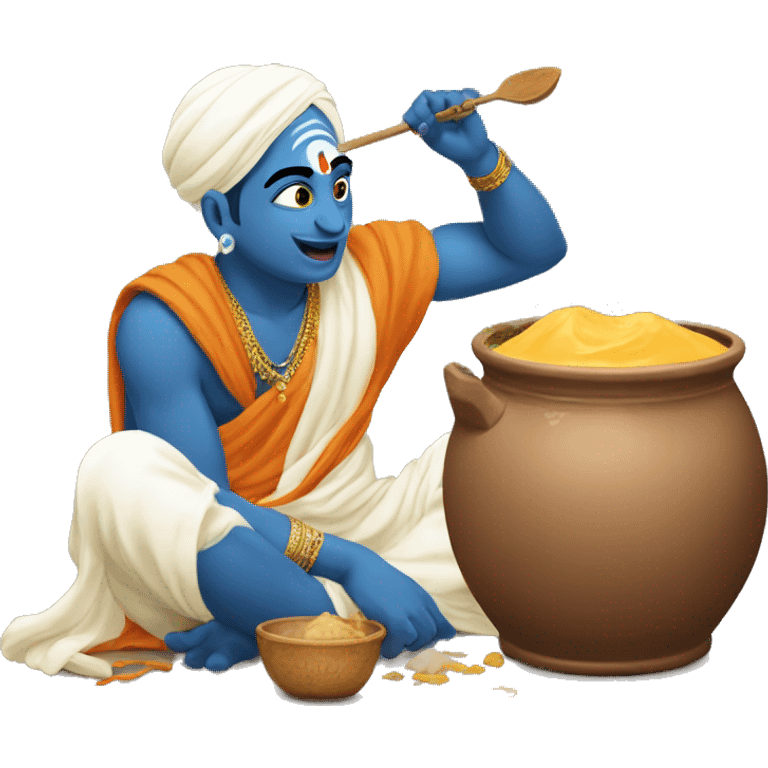 Make a emoji of krishna stealing curd from pot emoji