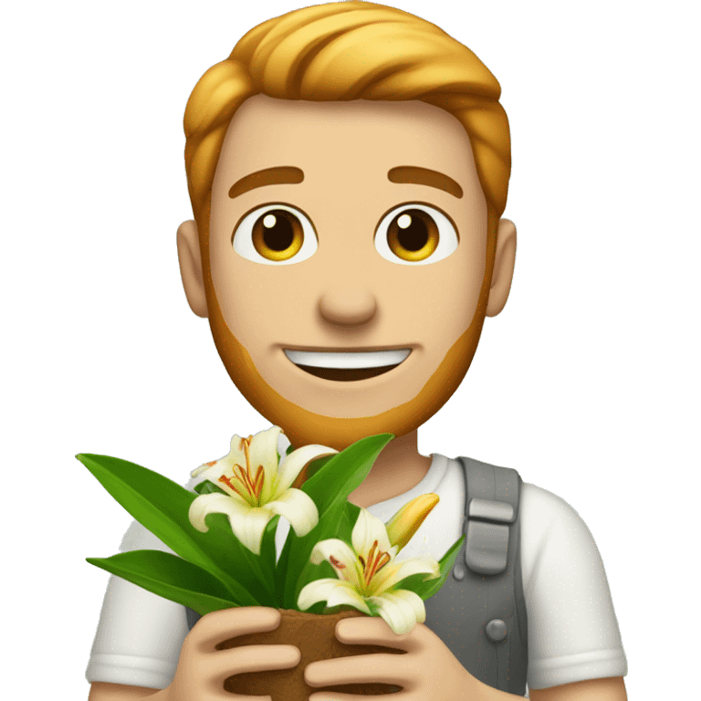 A guy gifting ginger lily emoji