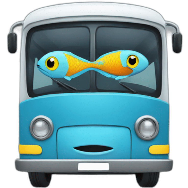 fish driving a bus emoji