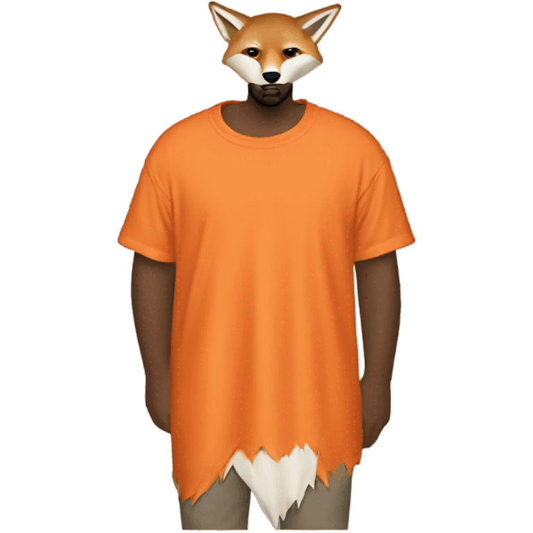 Kanye West dress With an orange T-shirt that has a fox emoji